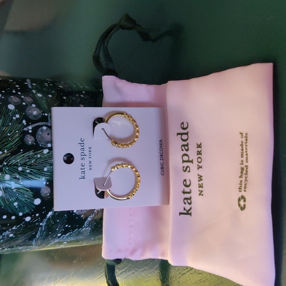 Kate Spade earrings NWT gold hoops - Picture 2 of 7
